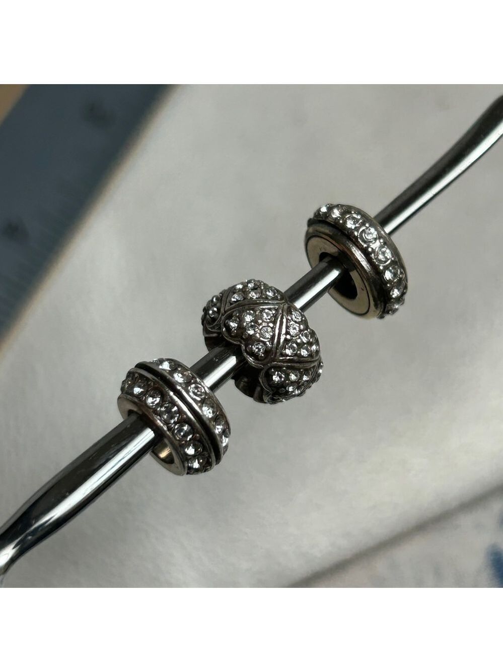 Brighton Clear Crystal Spacers Lot of 3 Glam Sparkle Silver Plated - Picture 8 of 13